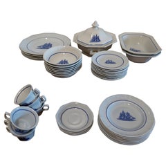 Vintage Wedgwood American Clipper Collectible Blue White Porcelain Partial 40-Piece Set