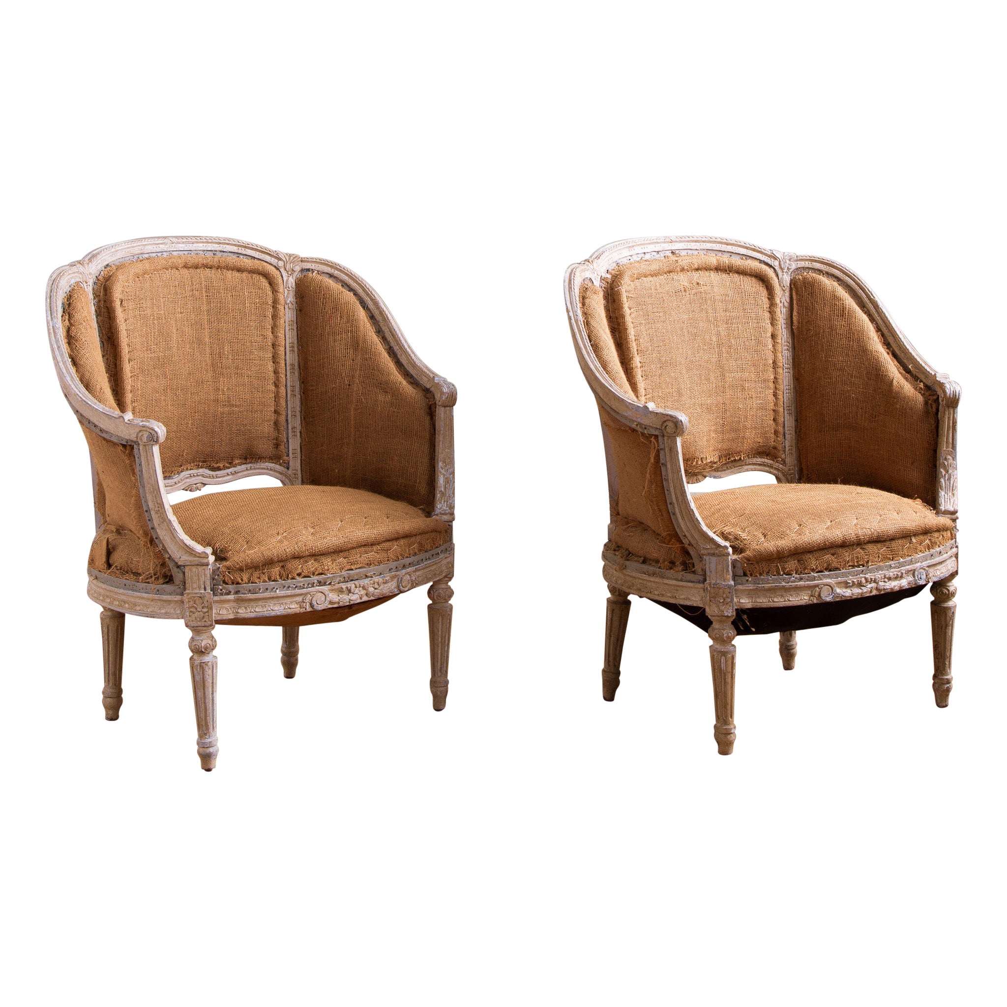 19th Century French  Pair Of Corbeille Bergere Armchairs  For Sale