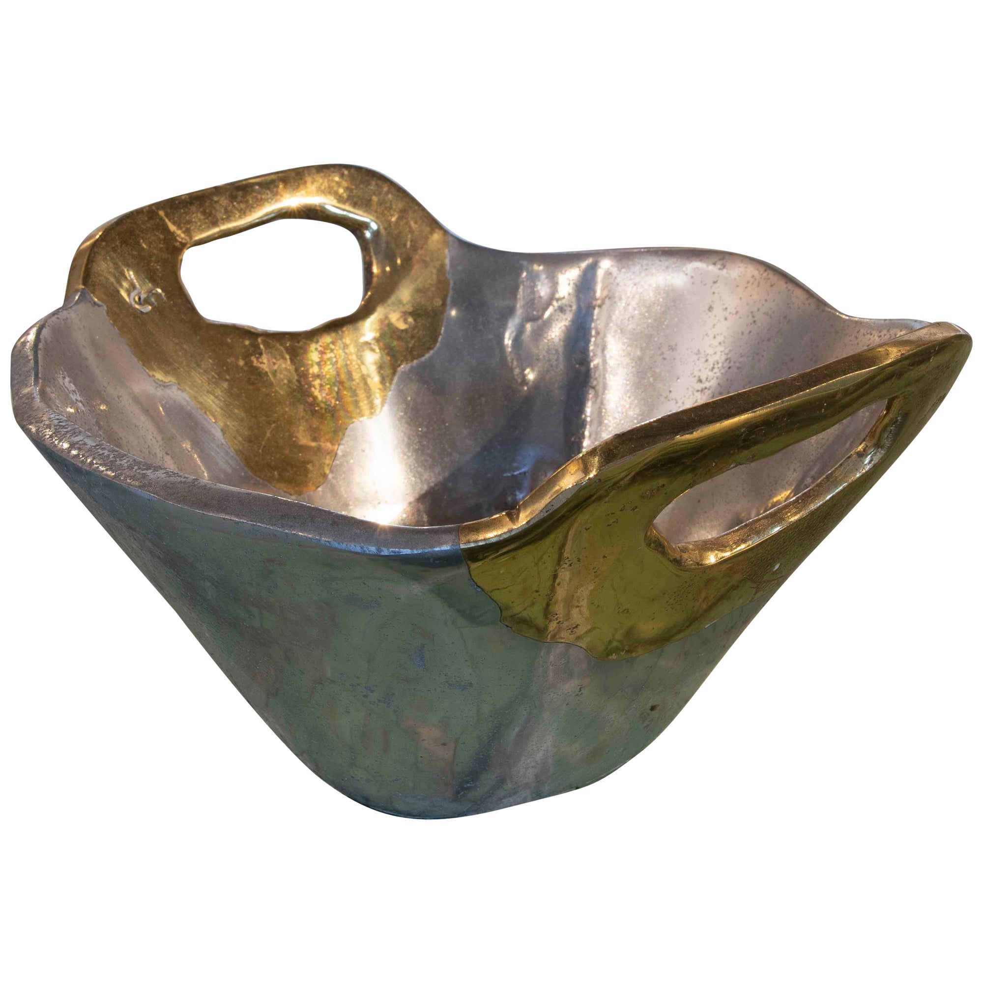 1980s Two-Coloured Bronze Fruit Bowl by the Artist David Marshall  For Sale