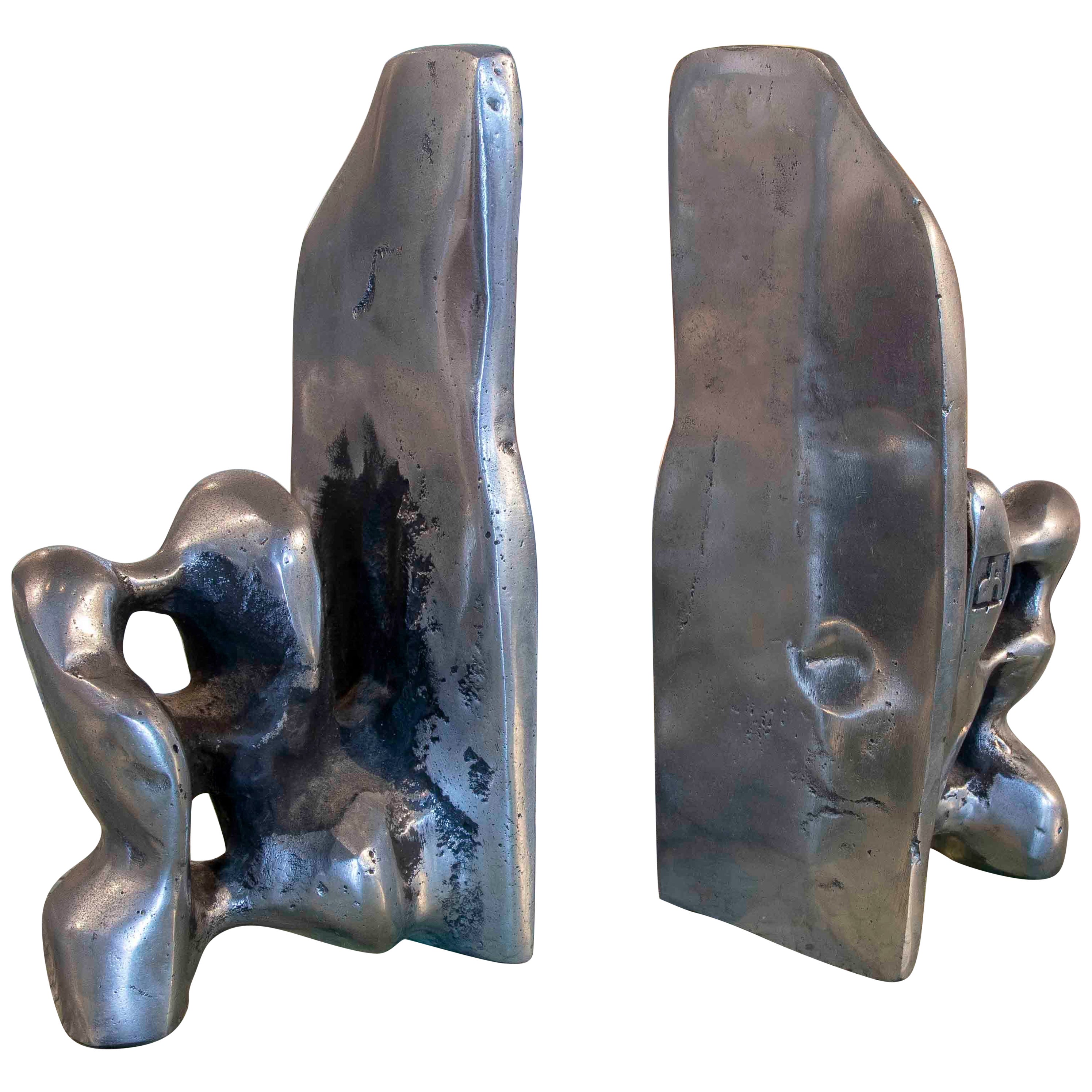 Spanish Modern Style Bronze Bookends by the Artist David Marshall For Sale