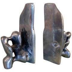 Spanish Modern Style Bronze Bookends by the Artist David Marshall