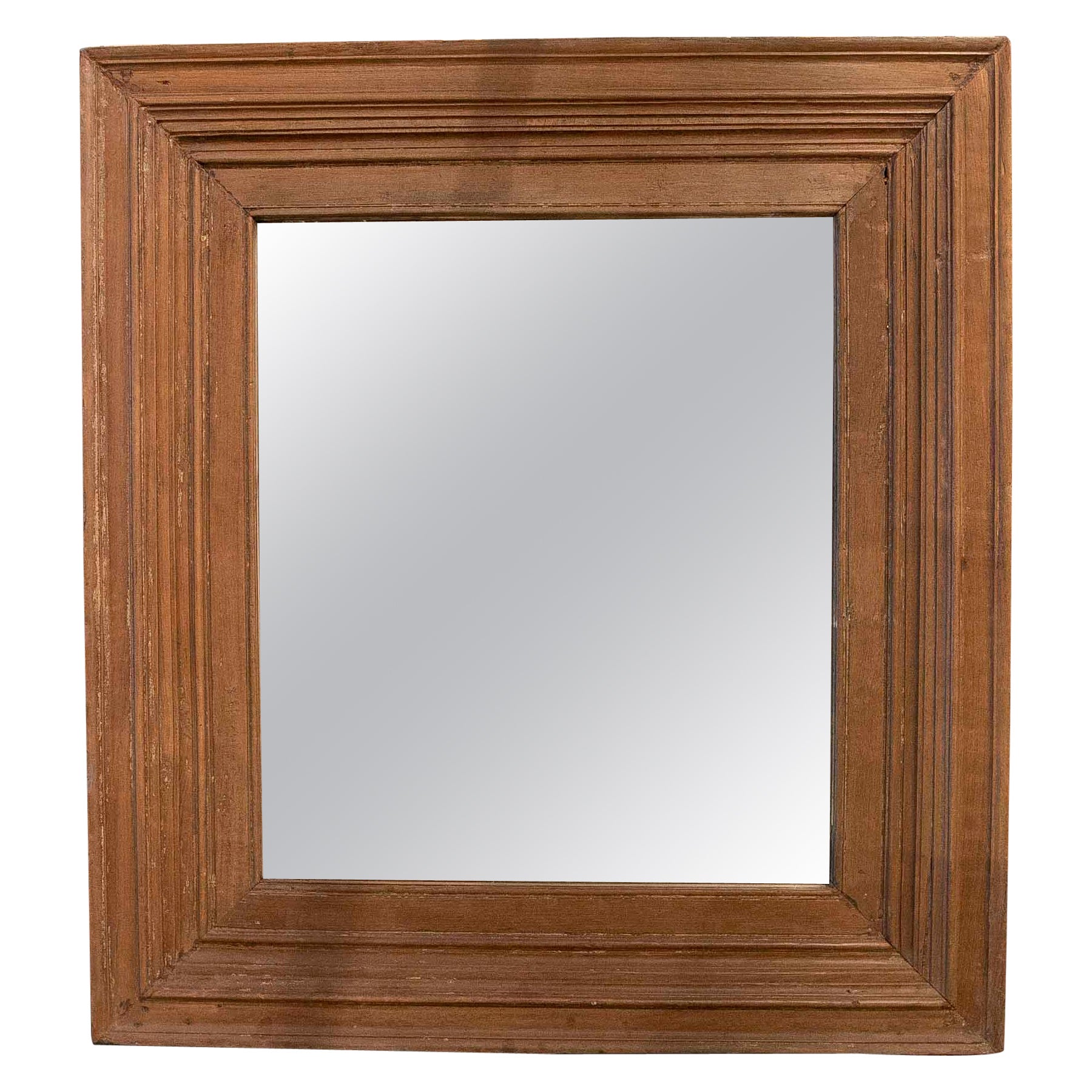 Hand-Carved Wooden Square Wall Mirror For Sale