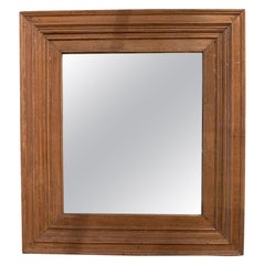 Vintage Hand-Carved Wooden Square Wall Mirror