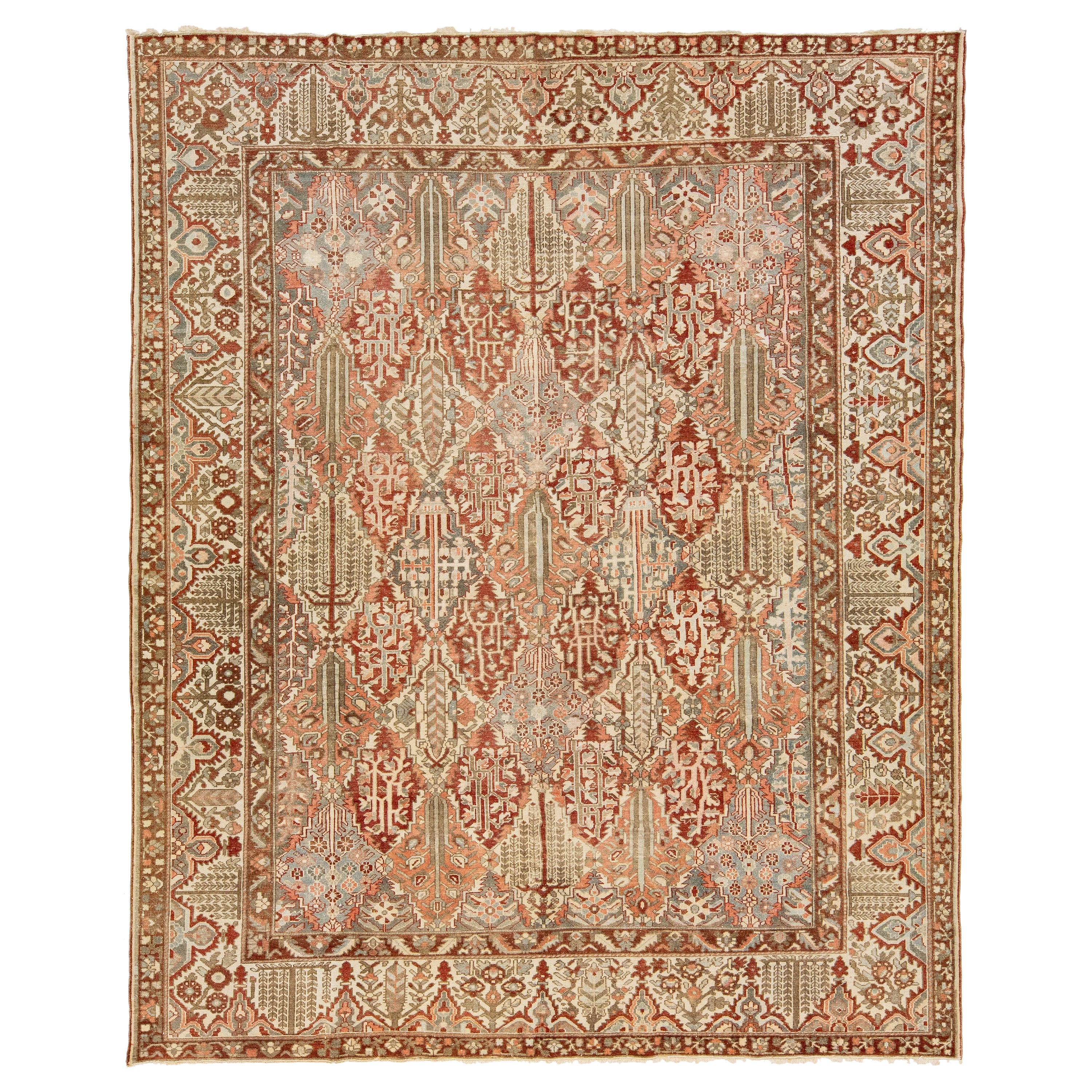 Persian Handmade Bakhtiari Wool Rug with Multicolor Pattern throughout For Sale