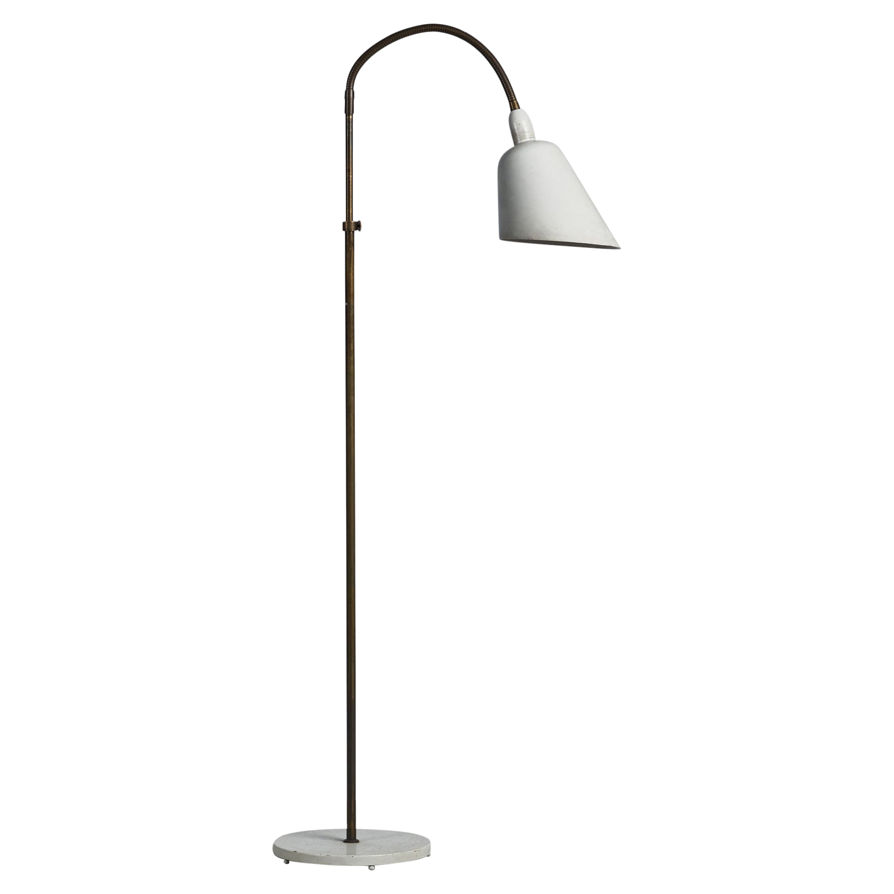 Arne Jacobsen, Floor Lamp, Brass, Metal, Denmark, 1930s For Sale