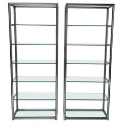 1980s Chrome Etagere Shelving Unit with Glass Shelves