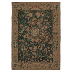 Rug & kilim’s European Flatweave Rug in Brown with Pictorials and Floral Pattern