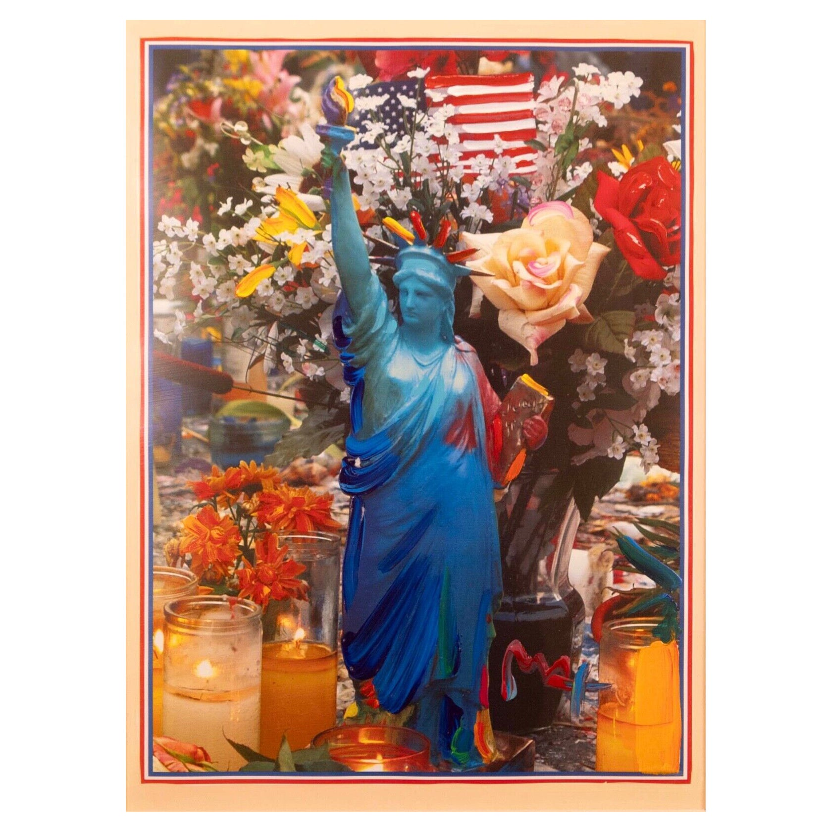 Peinture acrylique « Land of Free Home of the Brave » signée Peter Max,01 en vente
