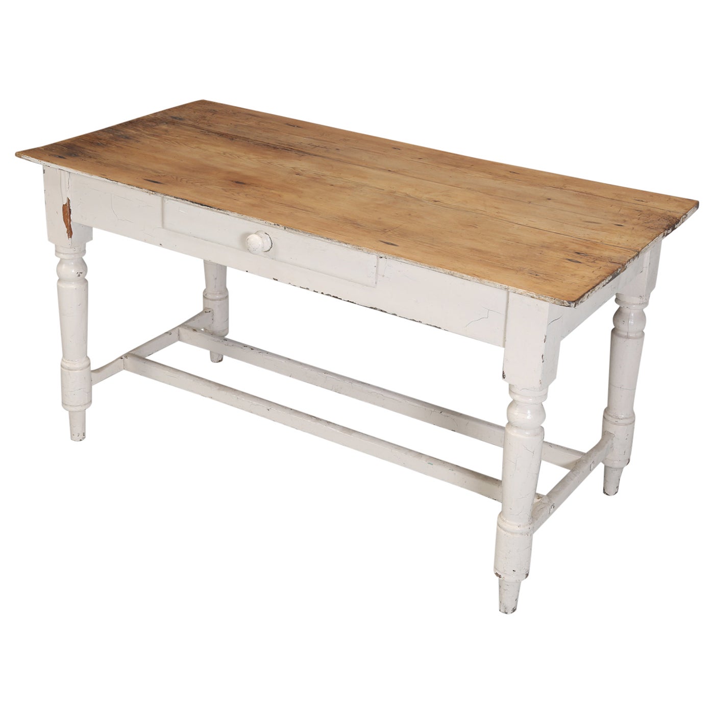 Antique Irish Pine Kitchen Table with a Great Scrubbed Pine Top c1880-1890 For Sale