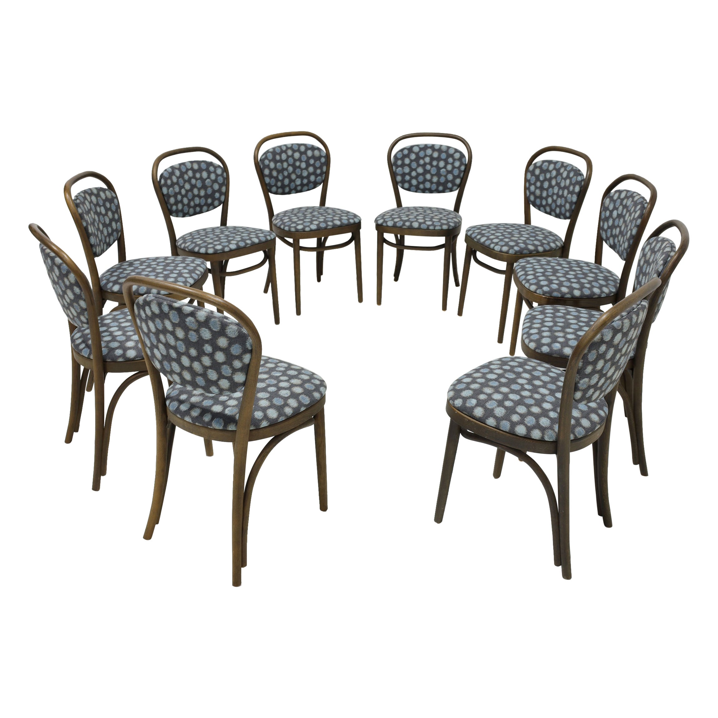 Thonet Dining Chairs, Set of Ten, Perennials Performance Fabric, 1980s For Sale