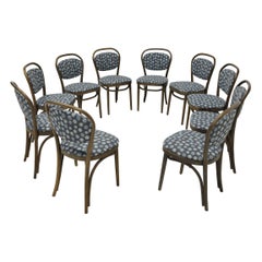 Vintage Thonet Dining Chairs, Set of Ten, Perennials Performance Fabric, 1980s
