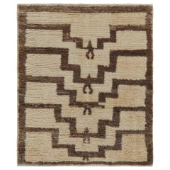 Vintage Tulu Teppich in Beige, mit braunen geometrischen Mustern, von Rug & Kilim 