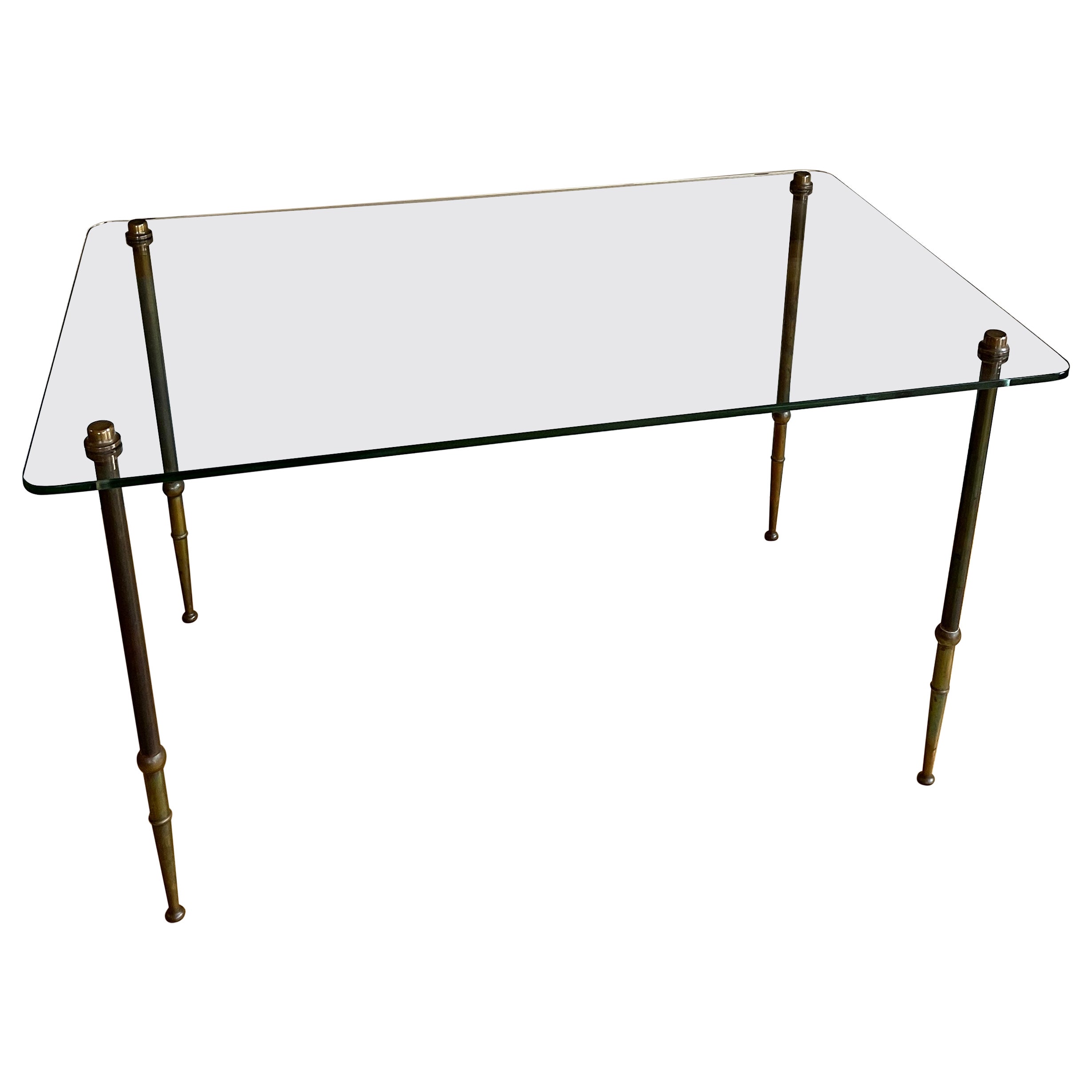 French 1950’s bronze and glass coffee table
