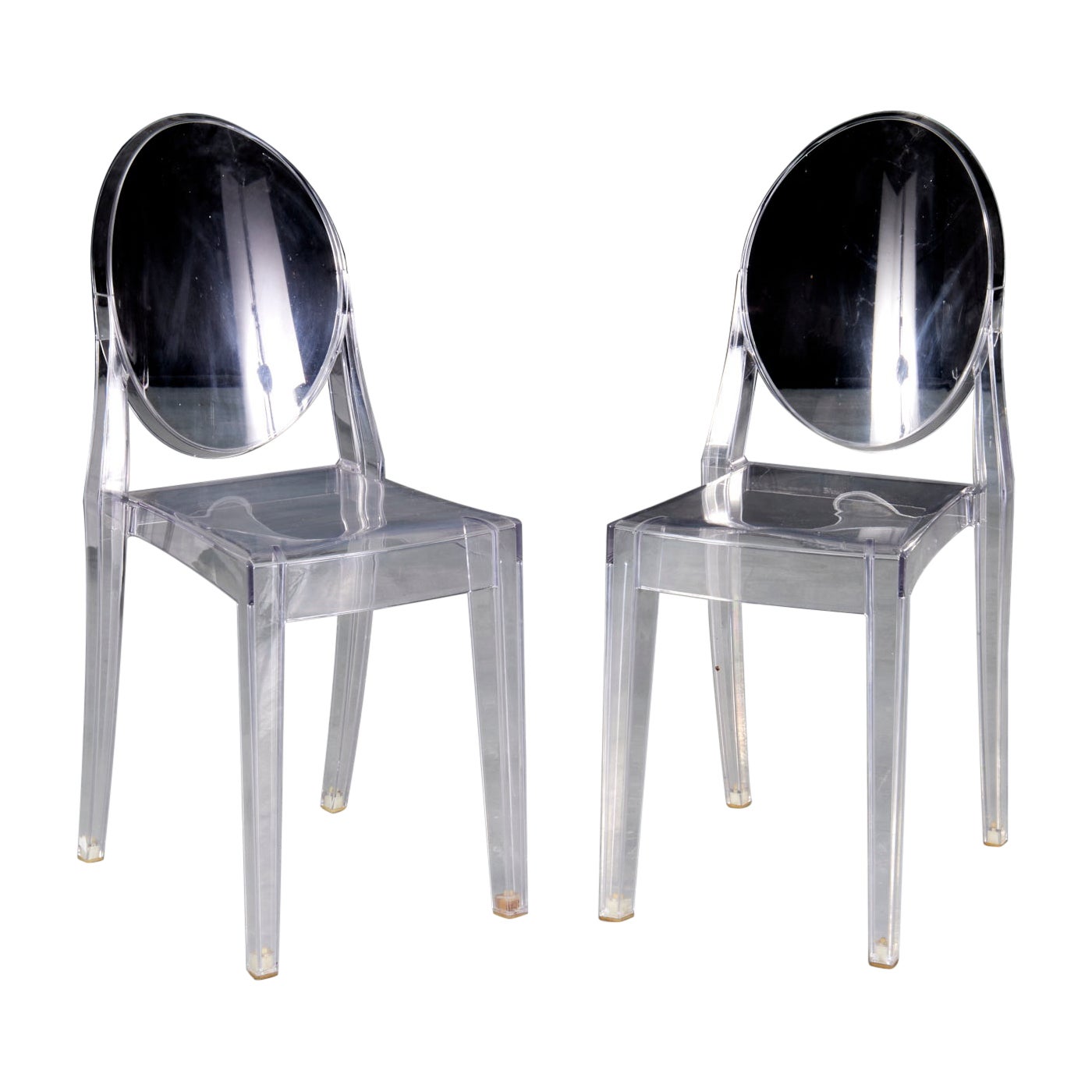 Starck for Kartell - A Pair of Transparent Victoria Ghost Chairs For Sale