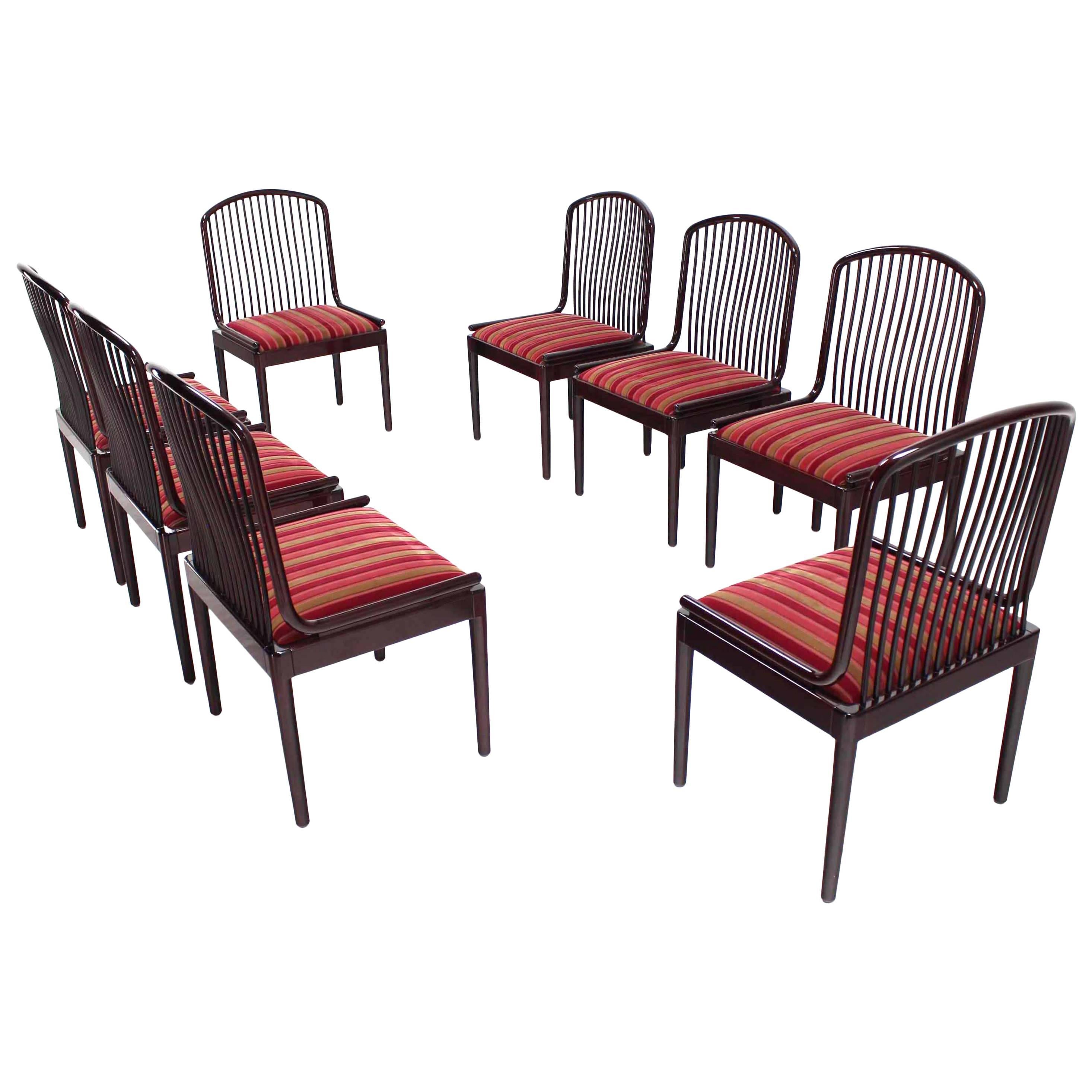 Set of Eight Spindle Back Lacqured Mid Century Modern Dining Chairs by Stendig