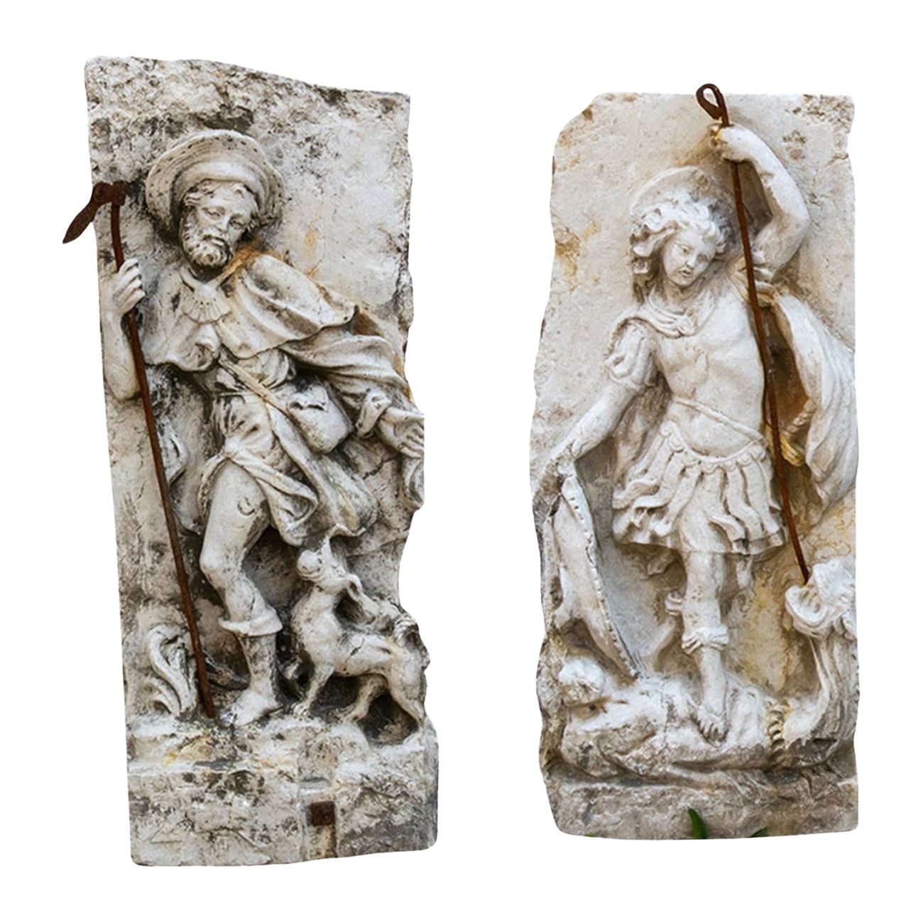 Paar deutsche Marmorreliefs im antiken Barockstil des 20. Jahrhunderts