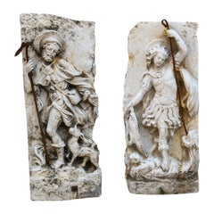 20th Century German Pair of Antique Baroque Style Marble Reliefs