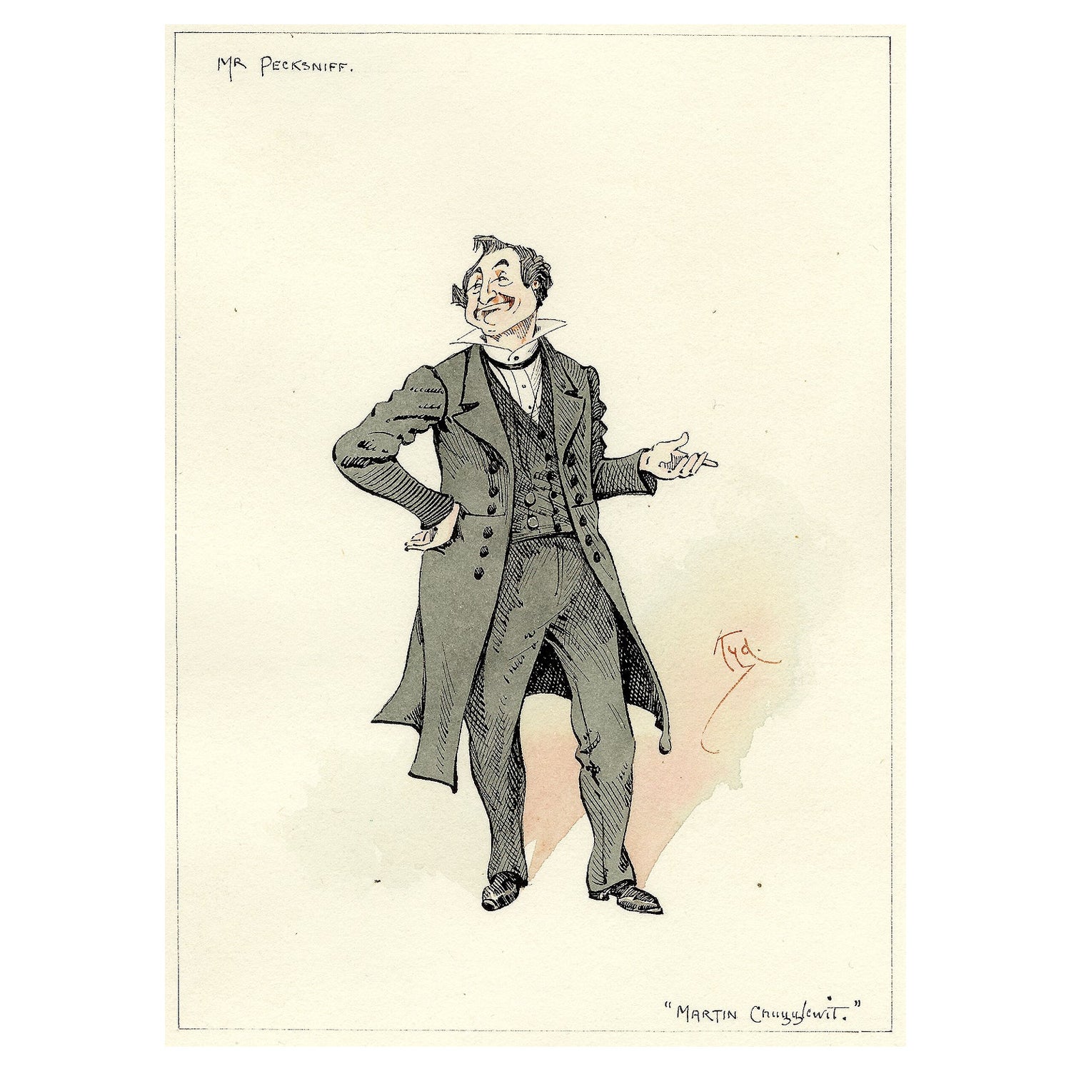 (KYD) - DICKENS - Mr. Pecksniff (from Martin Chuzzlewit) - ORIGINAL SKETCH For Sale