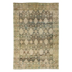 Tapis en laine Allover Floral Design/One Antique Persan Kerman des années 1900 