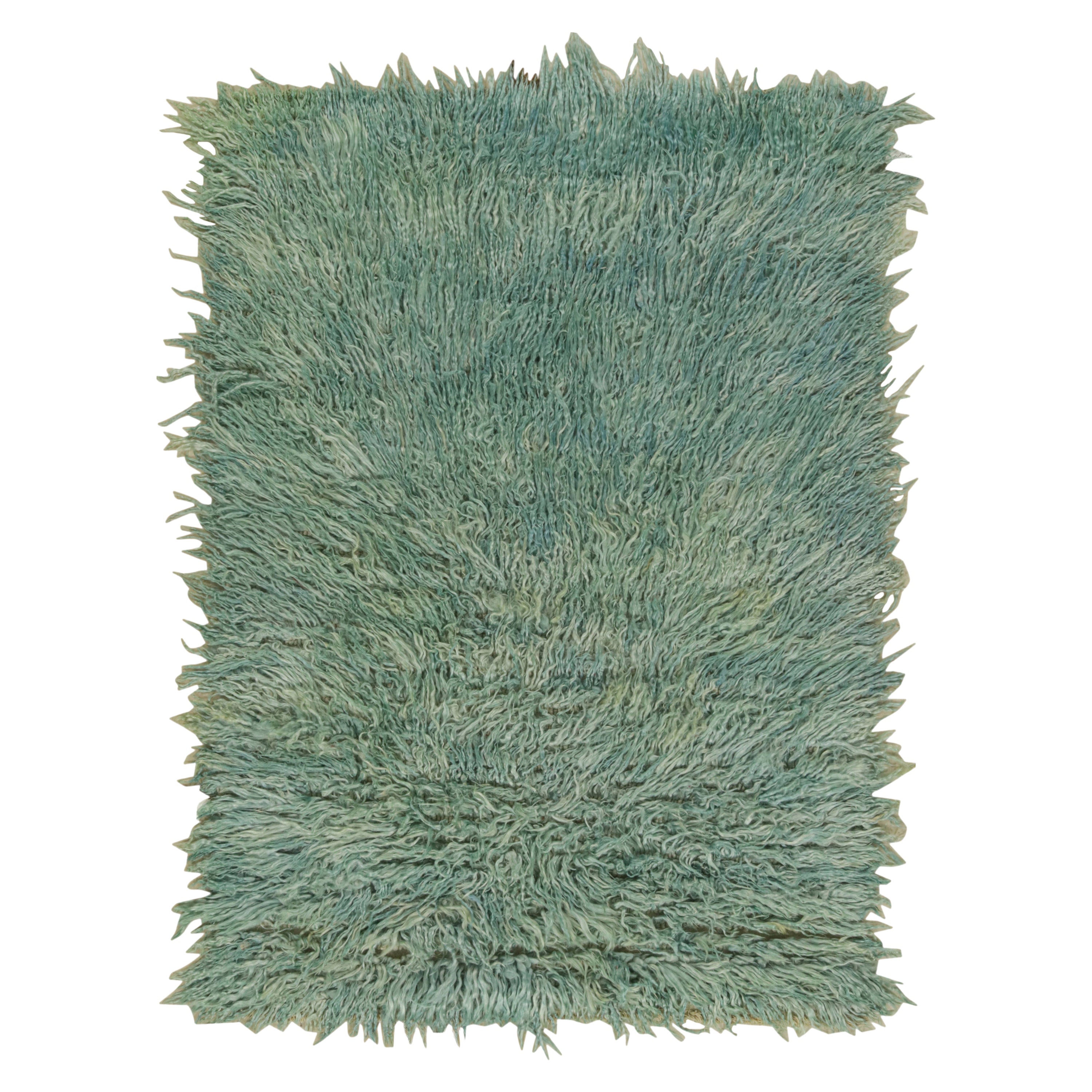 Vintage Tulu Rug in Blue, with Green Accents, from Rug & Kilim For Sale