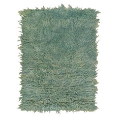 Retro Tulu Rug in Blue, with Green Accents, from Rug & Kilim