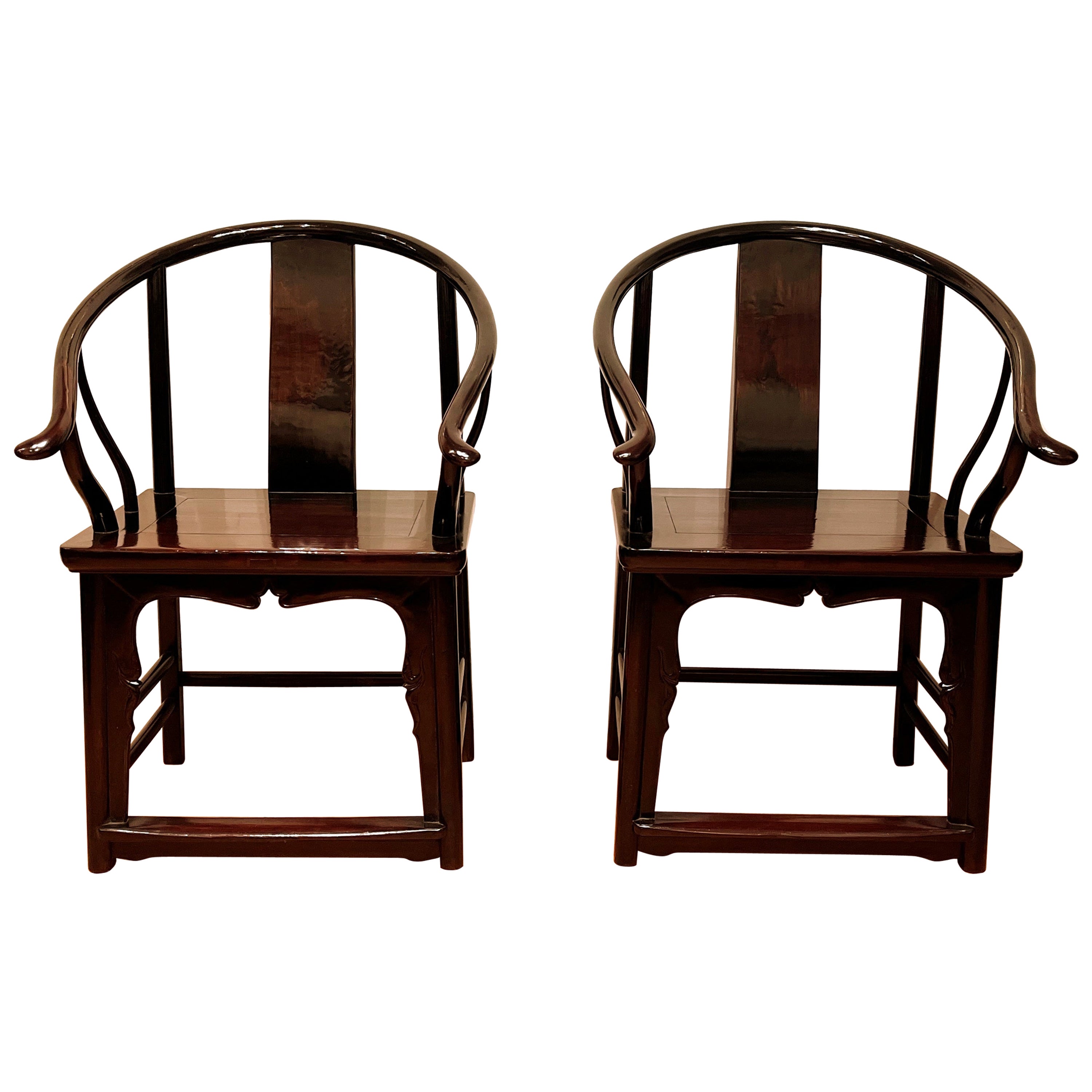 Pair of Horseshoe Back Armchairs For Sale