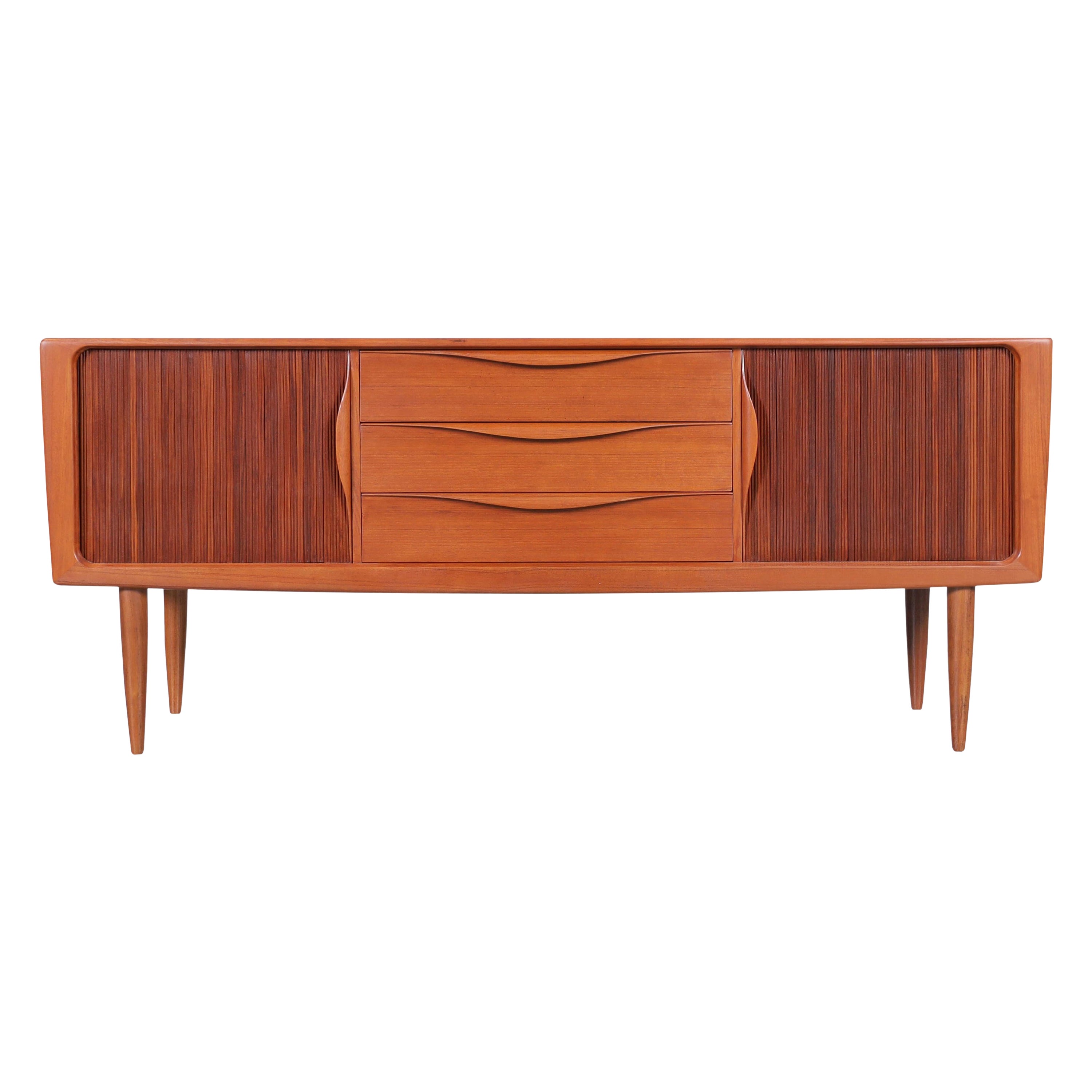 Danish Modern Teak Tambour Door Credenza