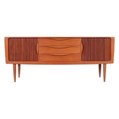 Danish Modern Teak Tambour Door Credenza