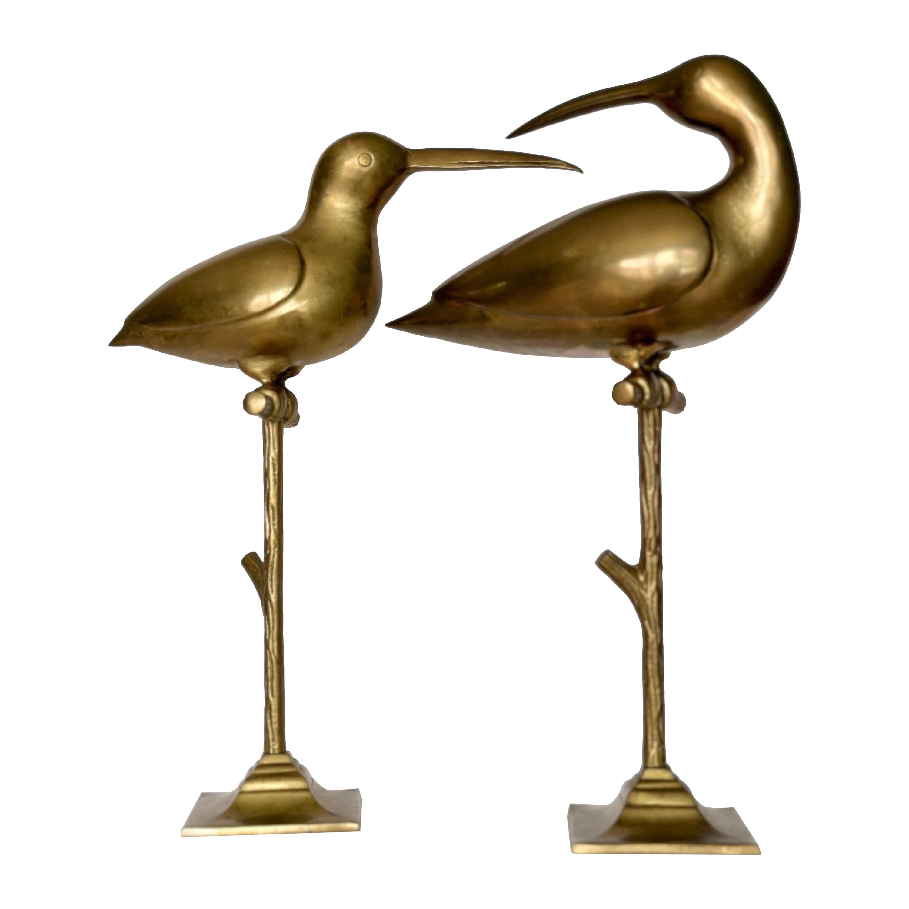 Vintage Solid Brass Crane Figurine/statue / 1960s Solid Brass