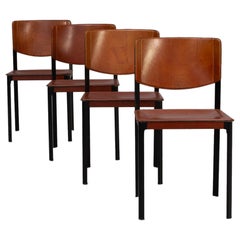 Postmodern leather dining chair for Matteo Grassi