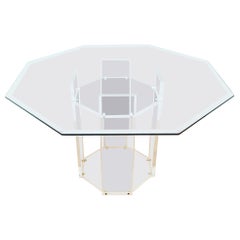 Table à manger octogonale en verre et plexiglass de Marais International Paris