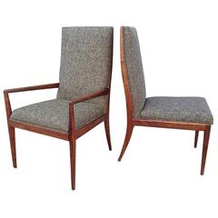 Walnut High Back Dining Chairs Set of Six
