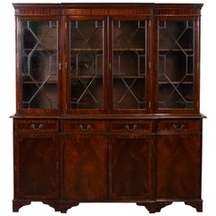 LOVELY LARGE ENGLISH FOUR DOOR GEORGiAN STYLE BREAKFRONT BOOKCASE
