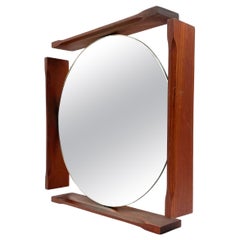 Mid-century teak table / wall mirror / vanity, Italy 1960s