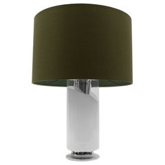 Base per lampada da tavolo in cromo e vetro, anni '60, Mid Century Modern