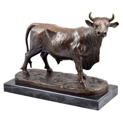 Vintage Indian Bull. Bronze, Marble.