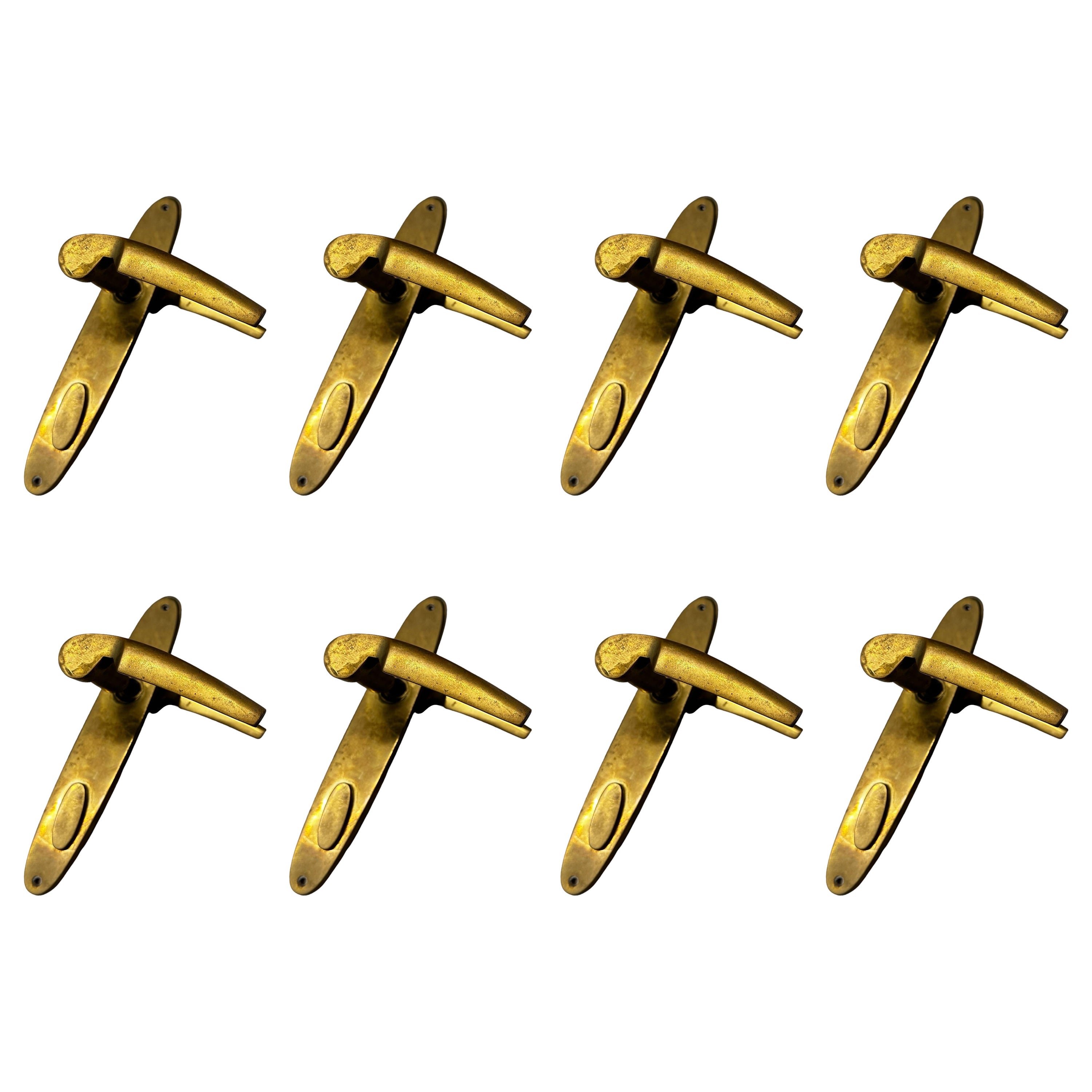 Carl Auböck Mid-Century Patinated Brass Knobs Set of 8, Austria, 1950s For Sale