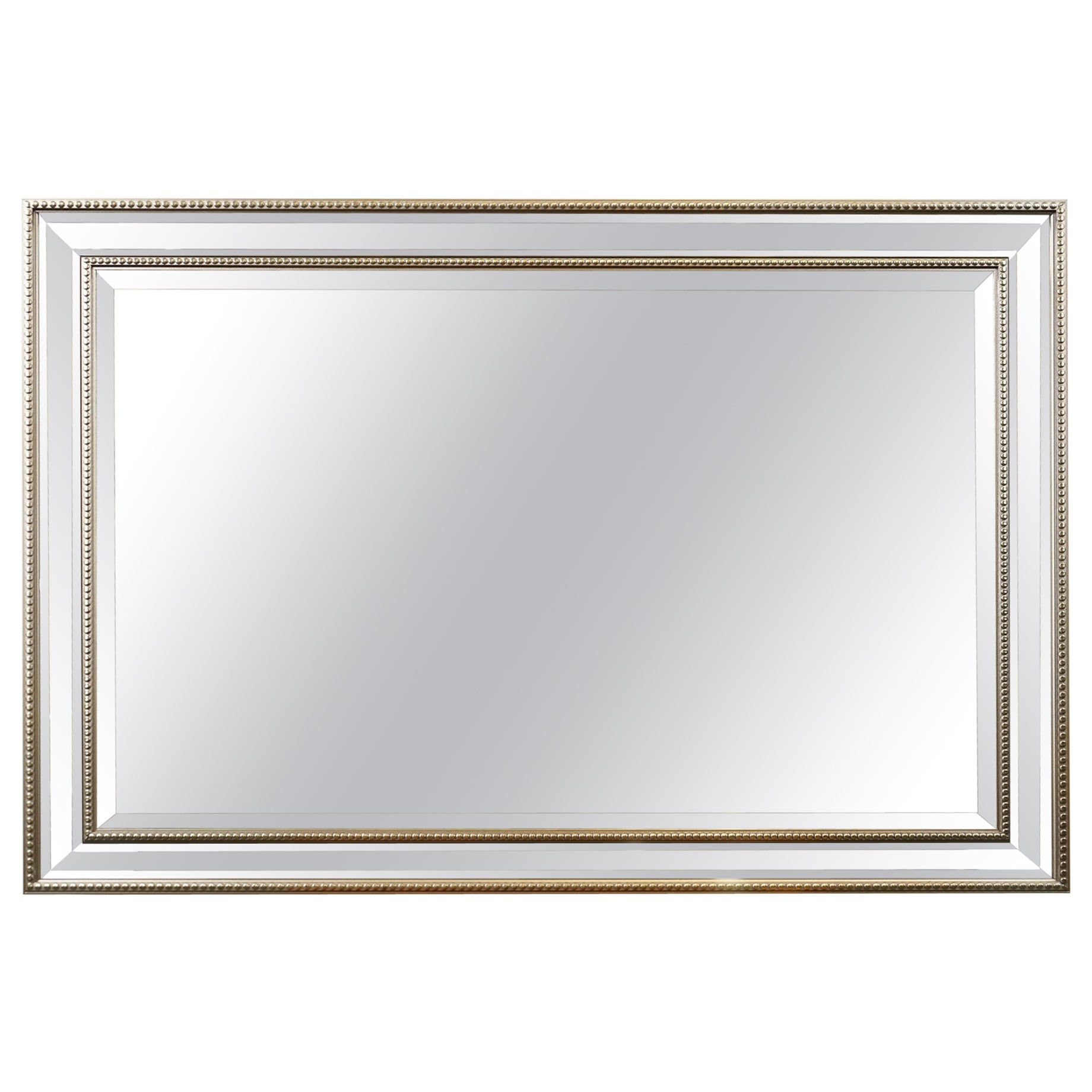 STUNNING SILVER BEVELLED WITH SILVER BEADS MiRROR For Sale