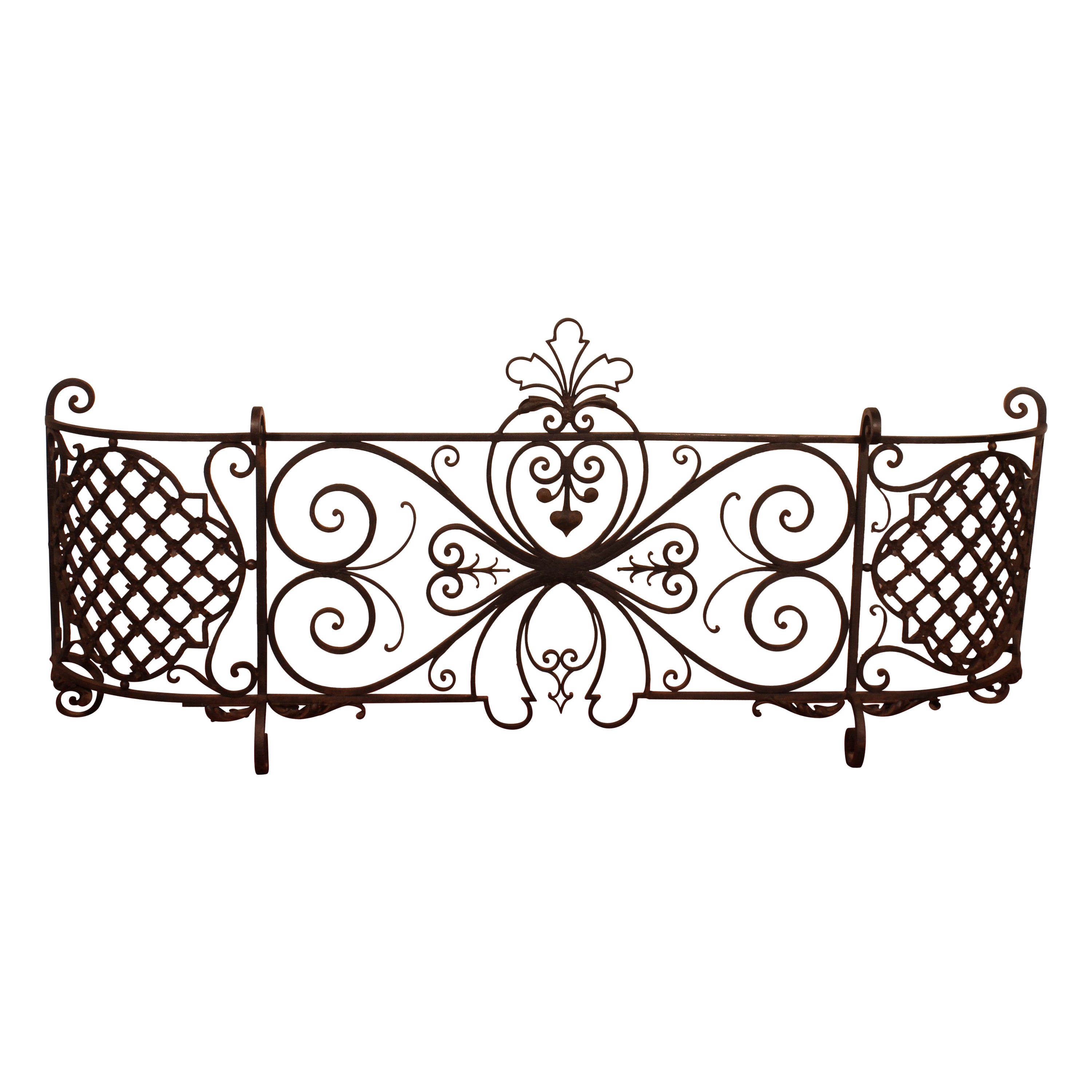Large Fire Place Screen Or Firewall In Wrought Iron-19th Century