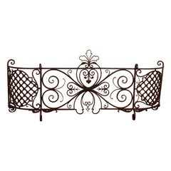 Large Fire Place Screen Or Firewall In Wrought Iron-19th Century
