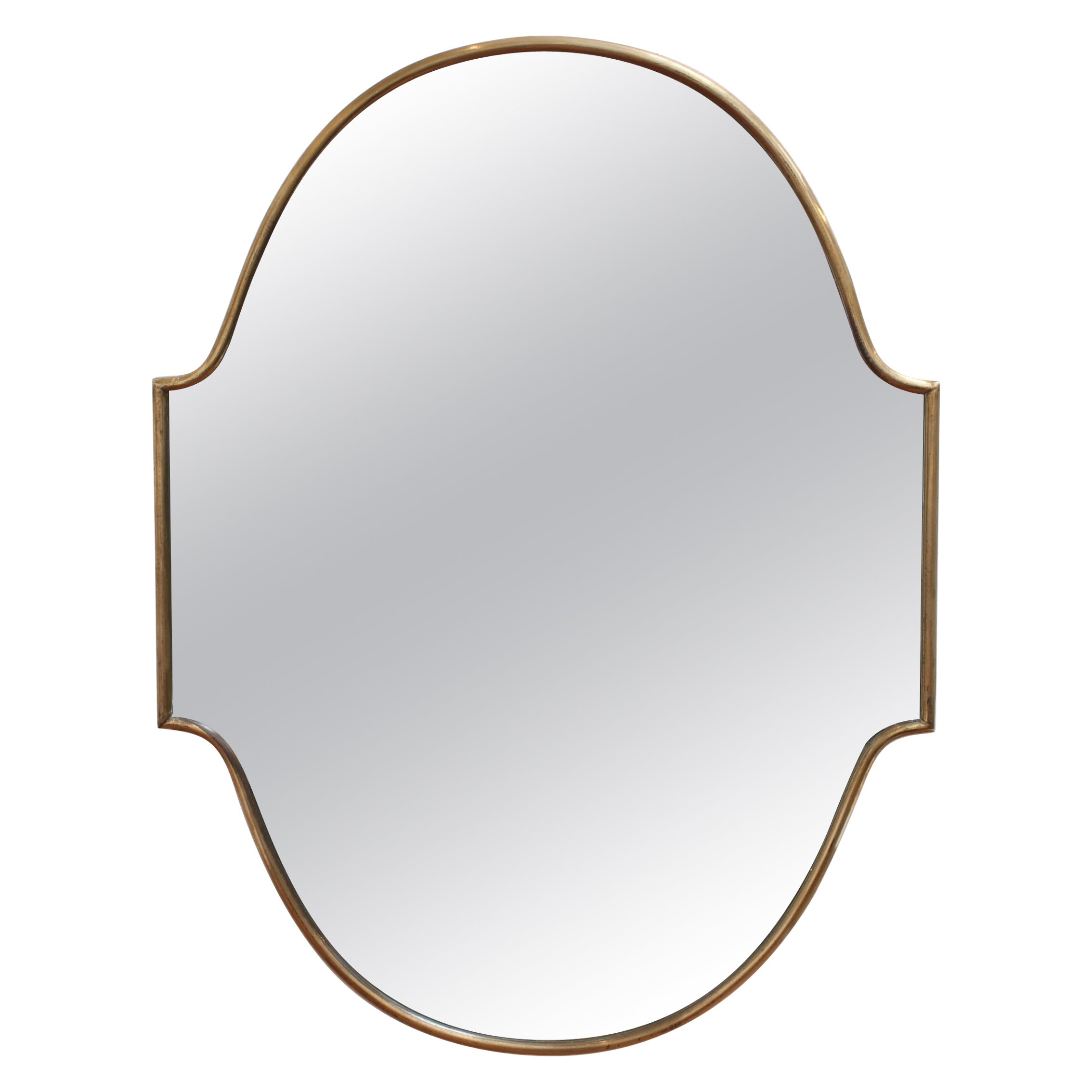 Vintage Italian Wall Mirror with Brass Frame (circa 1950s) - Small For Sale
