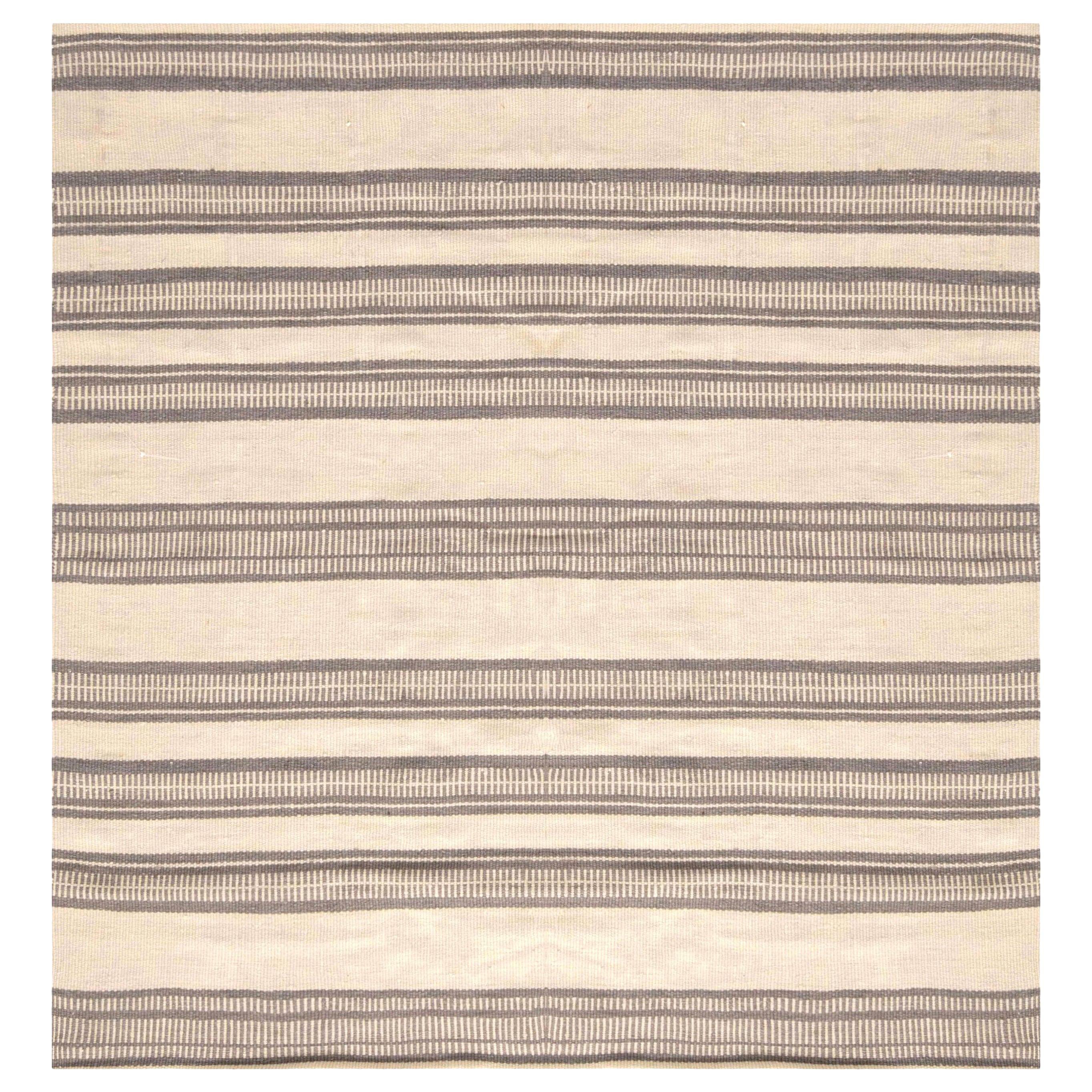 Modern Striped Flat-Weave Wool Rug by Doris Leslie Blau For Sale