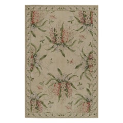 Rug & Kilim’s European Tudor Flatweave Rug in Beige, with Floral Patterns