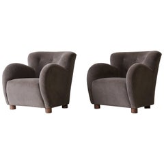 Superb Pair of Lounge Chairs, Upholstered in Pure Alpaca