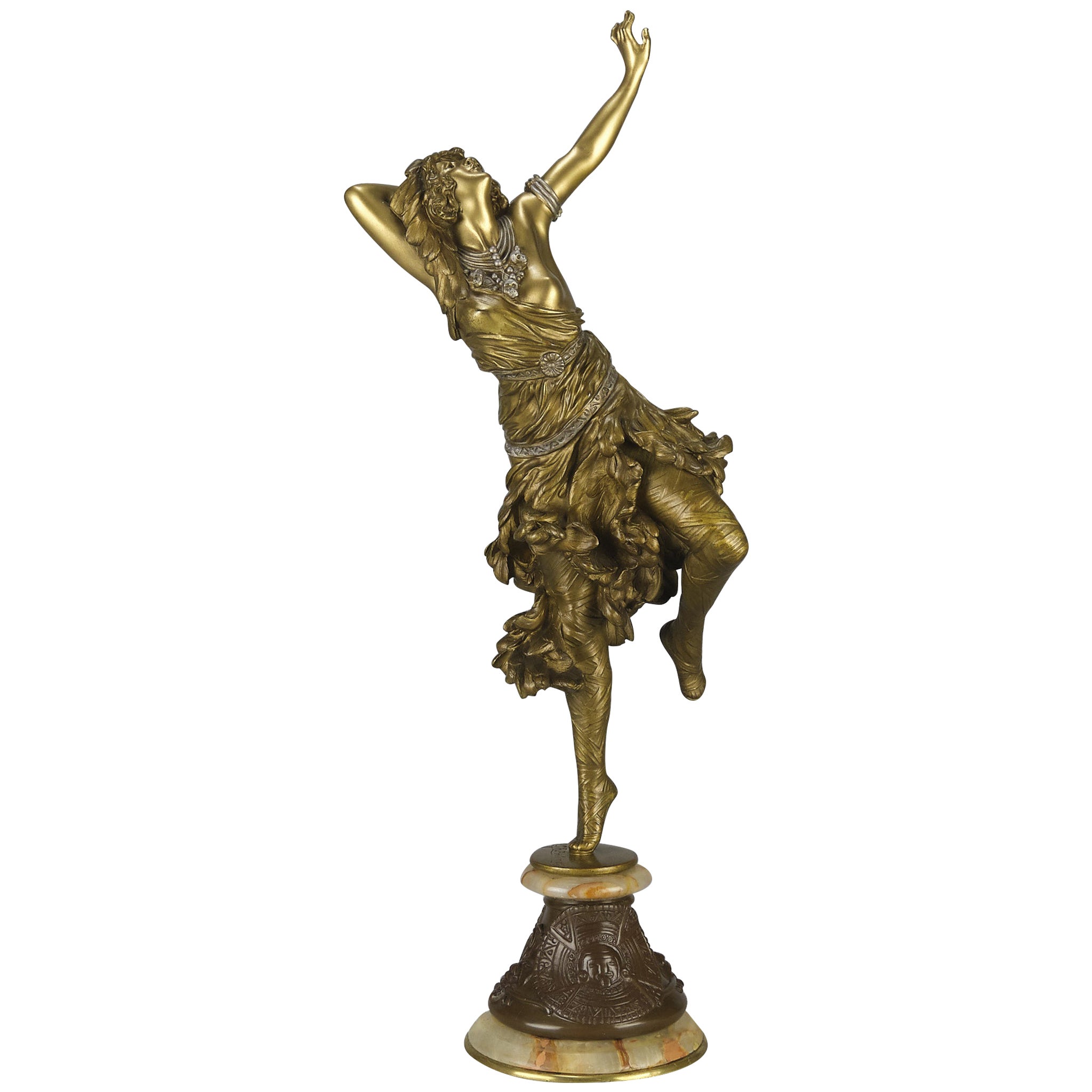 Bronze Art Déco français du début du 20e siècle intitulé Danseuse du Soleil par Claire Colinet