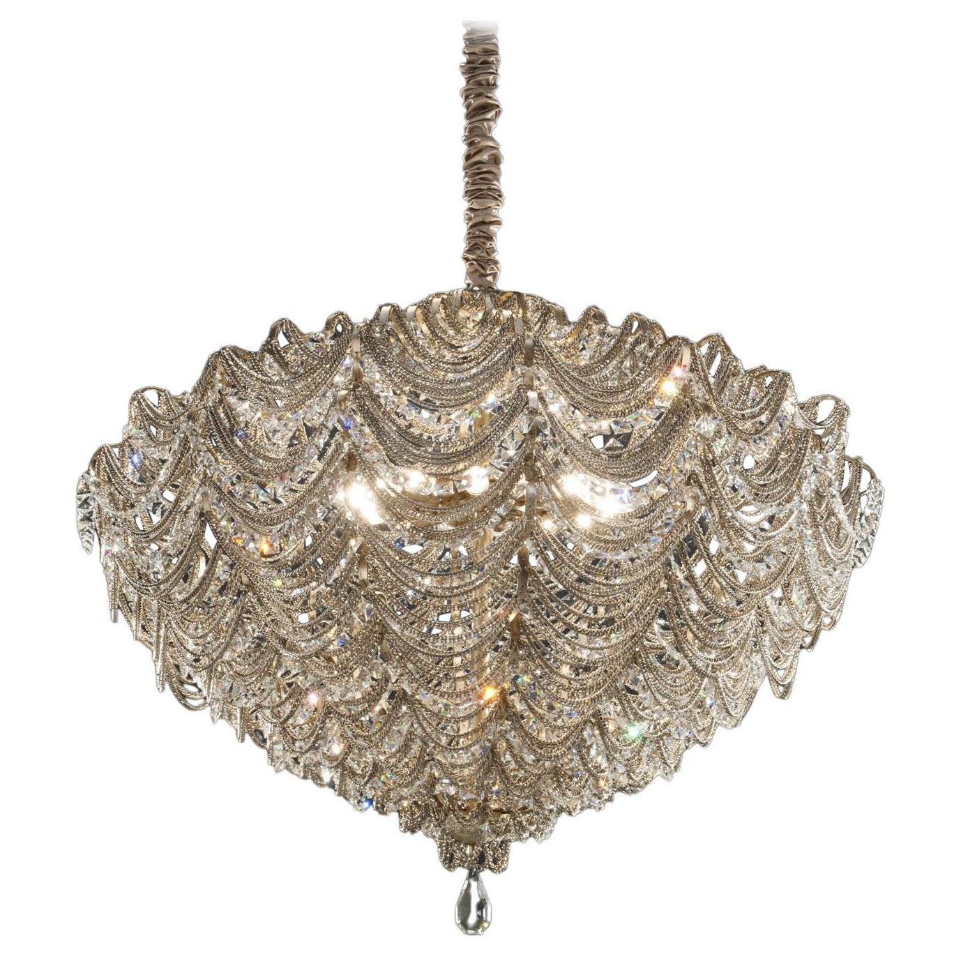 Crystal Chandelier Lamp 110 by Aver For Sale