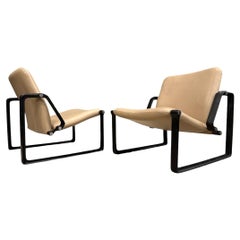 Poltrone moderne brasiliane "Lobby" di Jorge Zalszupin in metallo e pelle, 1970