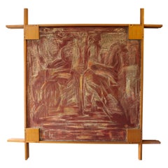 Midcentury Picture Frame by Ico Parisi with Abstract Painting, 1960s