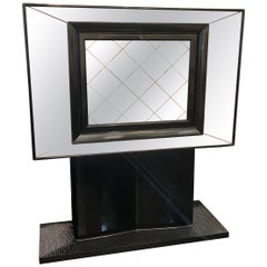 Rare mirrored with black lacquer bar cabinet by Vittorio Valabrega