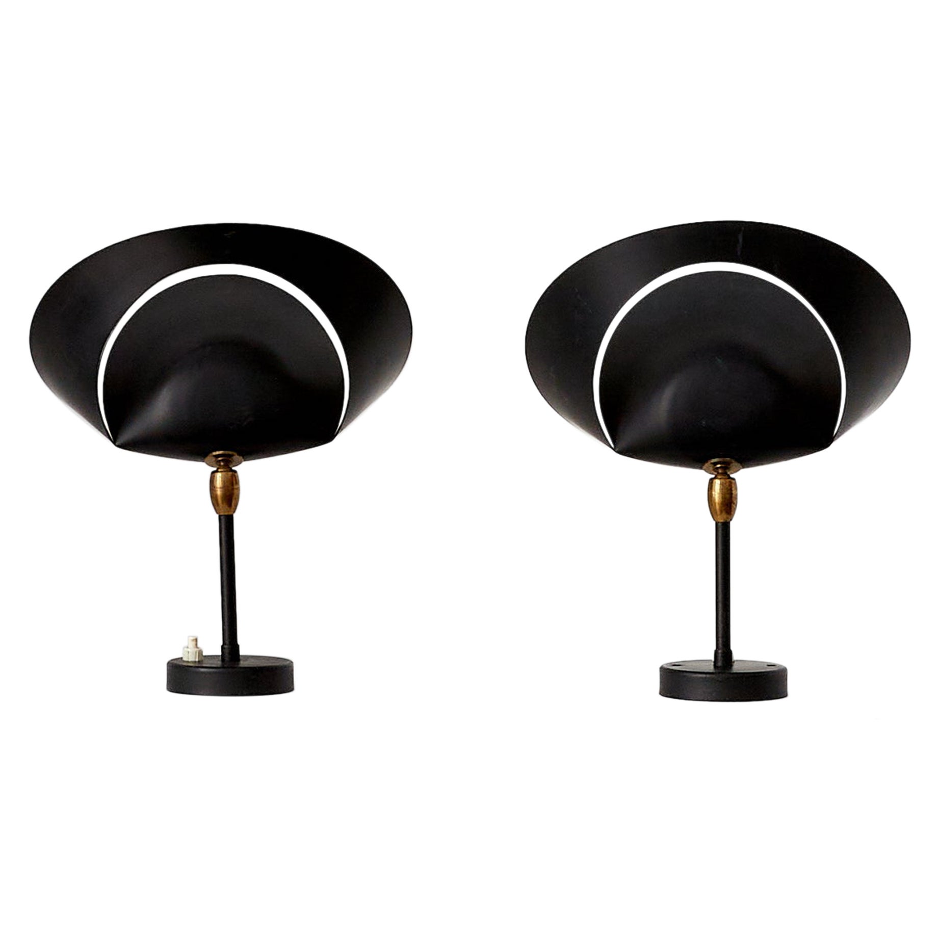 Rare Pair Original Serge Mouille Petite Saturne Wall Sconces For Sale